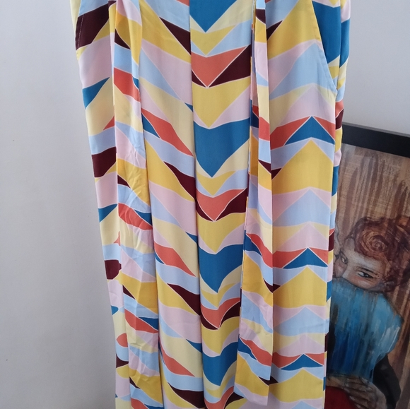 Forever 21 CGeo Printed Pants Wide Leg Multicolor Pattern Loose Comfort Pants - Picture 2 of 4